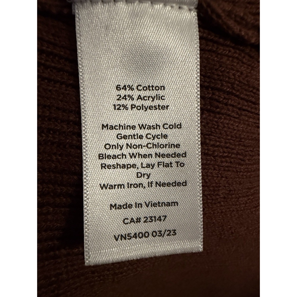 Talbots Women's Brown Collared Ribbed LS Sweater Dress Cozy Fall Large New - Picture 6 of 6